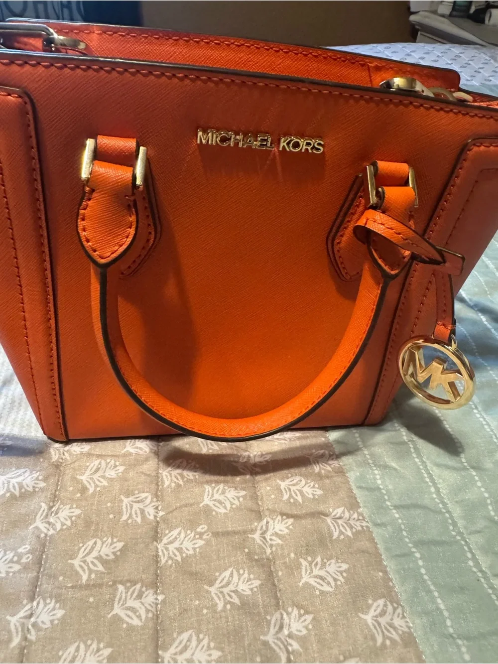 Michael Kors Bright Orange Saffiano Leather Satchel